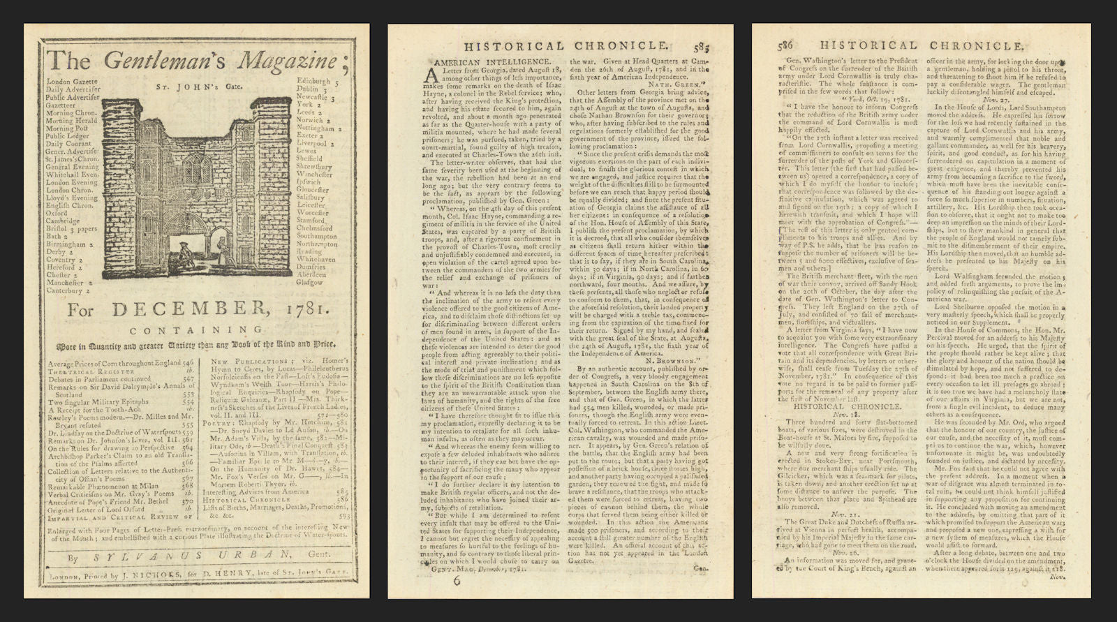 Washington's letter informing Congress of Cornwallis' Surrender at Yorktown 1781